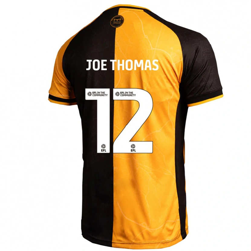 Danxen Niño Camiseta Joe Thomas #12 Amarillo Negro 1ª Equipación 2025/26 La Camisa