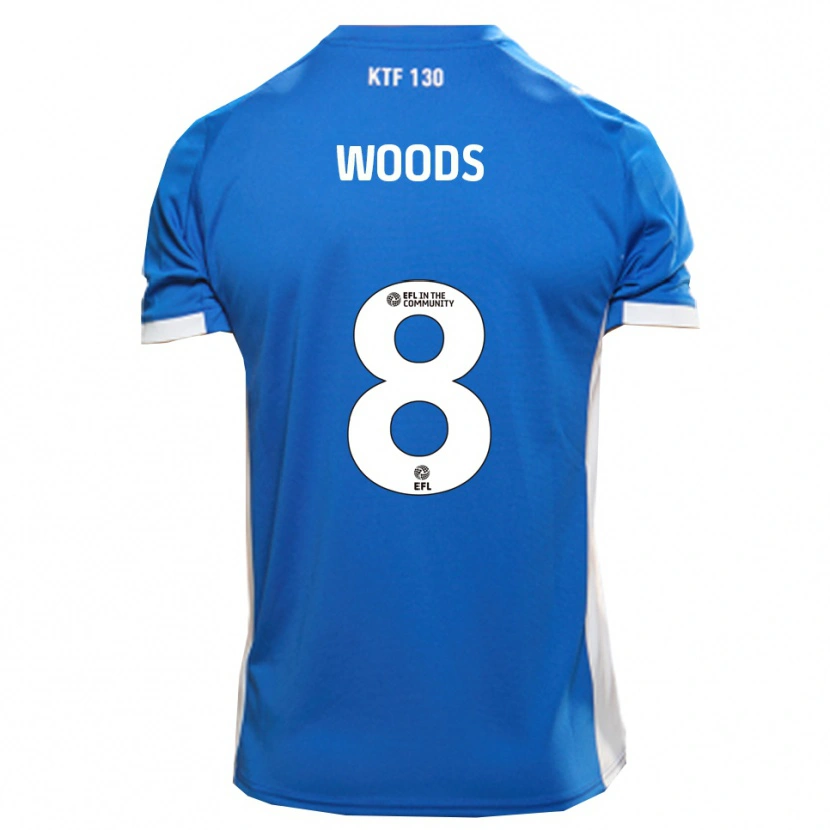 Danxen Niño Camiseta Ryan Woods #8 Azul Blanco 1ª Equipación 2025/26 La Camisa