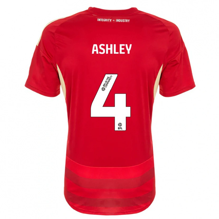 Danxen Niño Camiseta Ossama Ashley #4 Rojo Blanco 1ª Equipación 2025/26 La Camisa