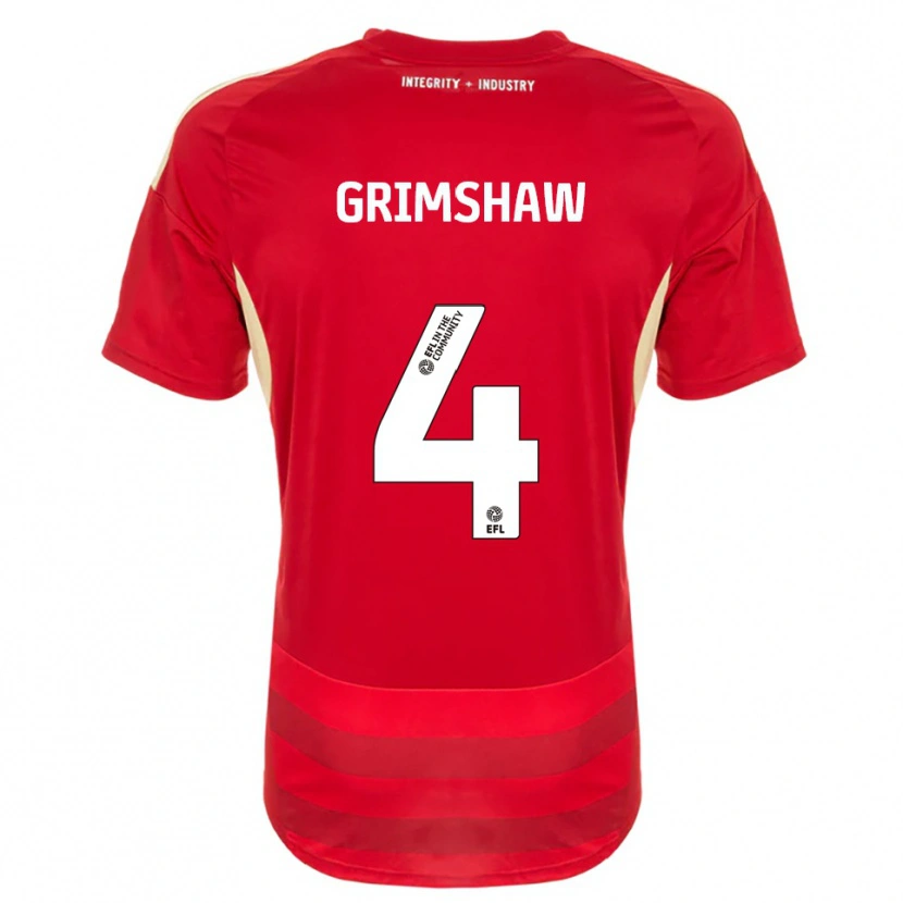 Danxen Niño Camiseta Niamh Grimshaw #4 Rojo Blanco 1ª Equipación 2025/26 La Camisa
