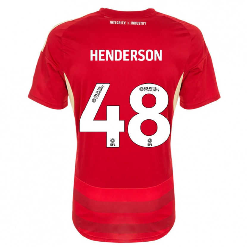 Danxen Niño Camiseta Alfie Henderson #48 Rojo Blanco 1ª Equipación 2025/26 La Camisa