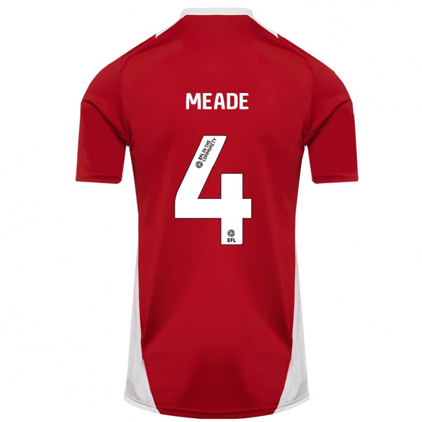 Danxen Niño Camiseta Isi Meade #4 Rojo Blanco Dorado 1ª Equipación 2025/26 La Camisa