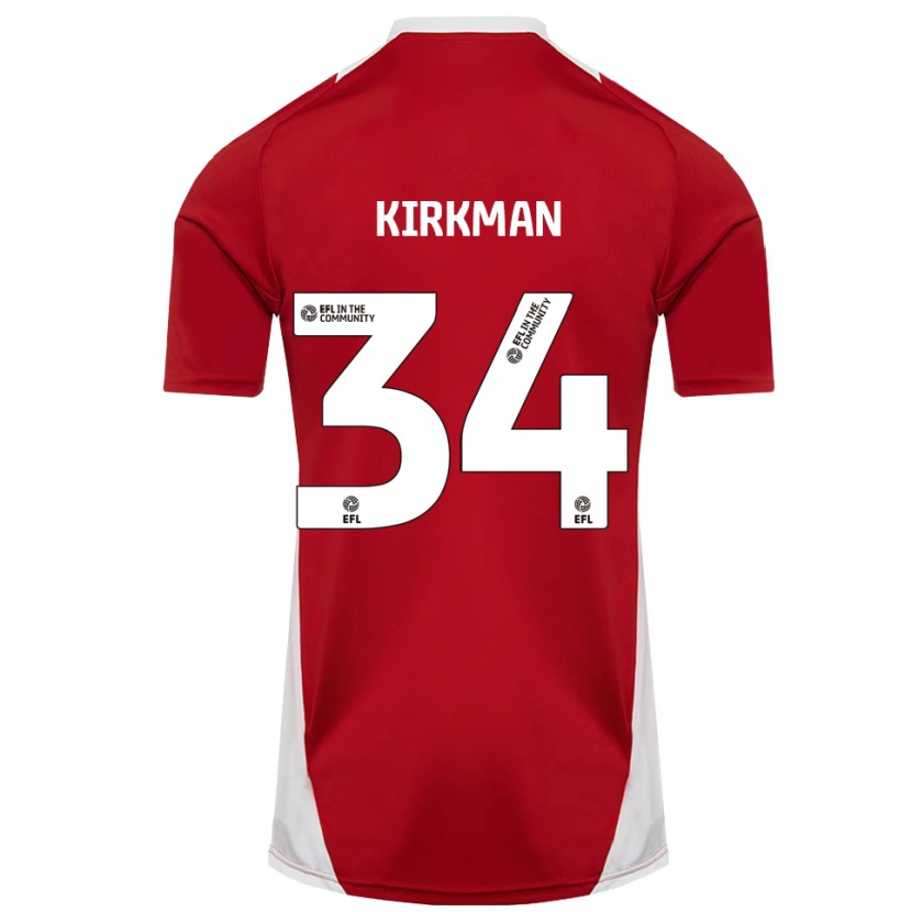 Danxen Niño Camiseta Billy Kirkman #34 Rojo Blanco Dorado 1ª Equipación 2025/26 La Camisa