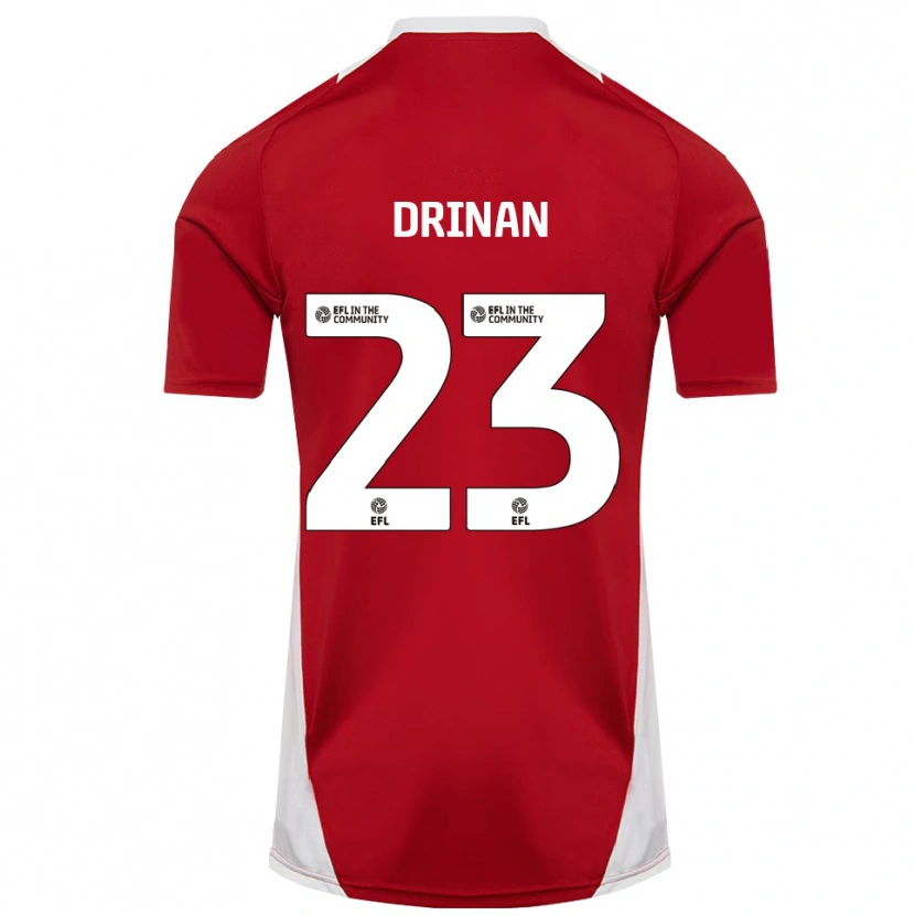 Danxen Niño Camiseta Aaron Drinan #23 Rojo Blanco Dorado 1ª Equipación 2025/26 La Camisa