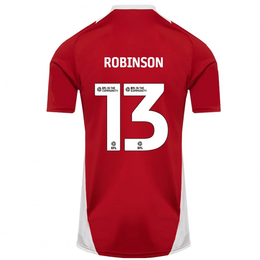 Danxen Niño Camiseta Anton Robinson #13 Rojo Blanco Dorado 1ª Equipación 2025/26 La Camisa