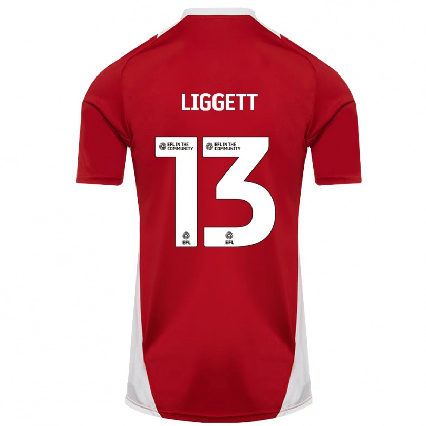 Danxen Niño Camiseta Lacy Liggett #13 Rojo Blanco Dorado 1ª Equipación 2025/26 La Camisa