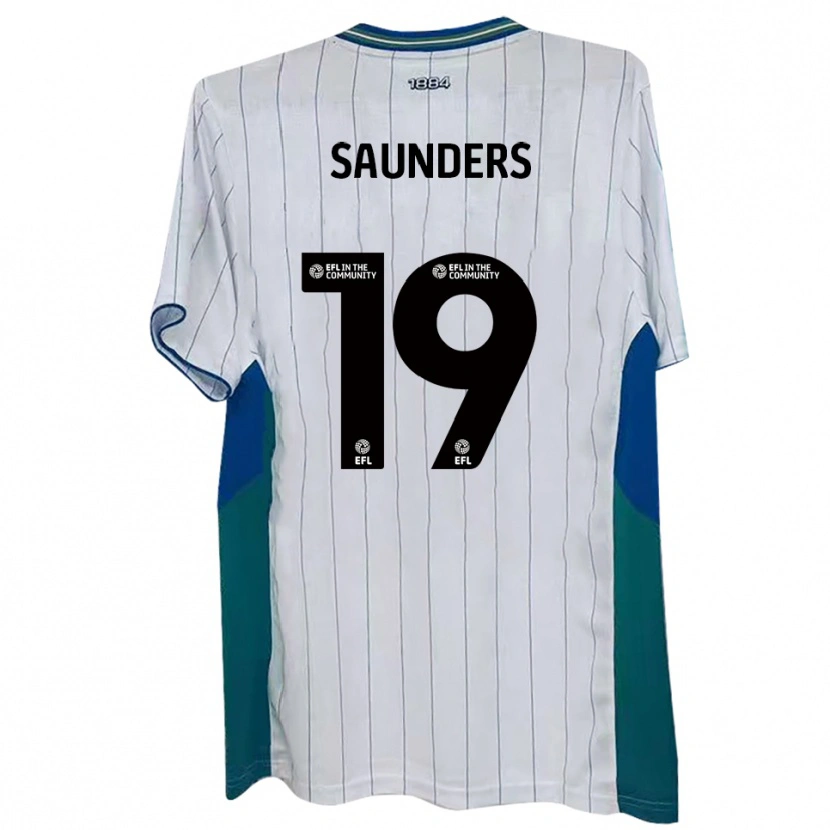 Danxen Niño Camiseta Harvey Saunders #19 Blanco Verde Azul 1ª Equipación 2025/26 La Camisa
