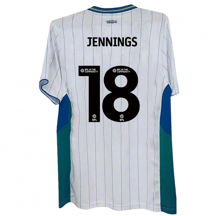 Danxen Niño Camiseta Connor Jennings #18 Blanco Verde Azul 1ª Equipación 2025/26 La Camisa