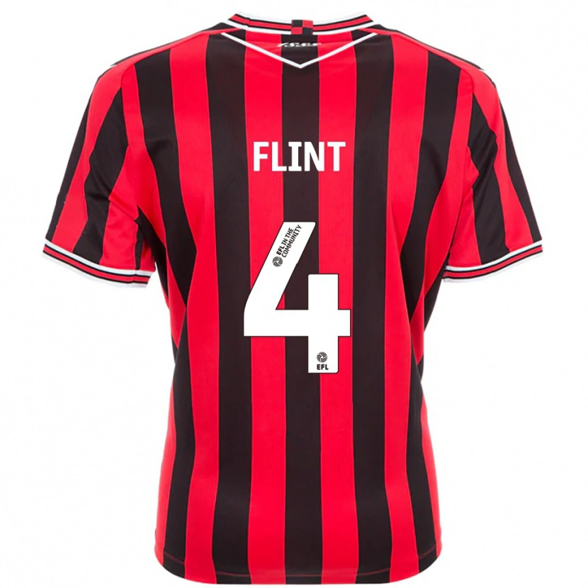 Danxen Niño Camiseta Aden Flint #4 Rojo Negro 1ª Equipación 2025/26 La Camisa