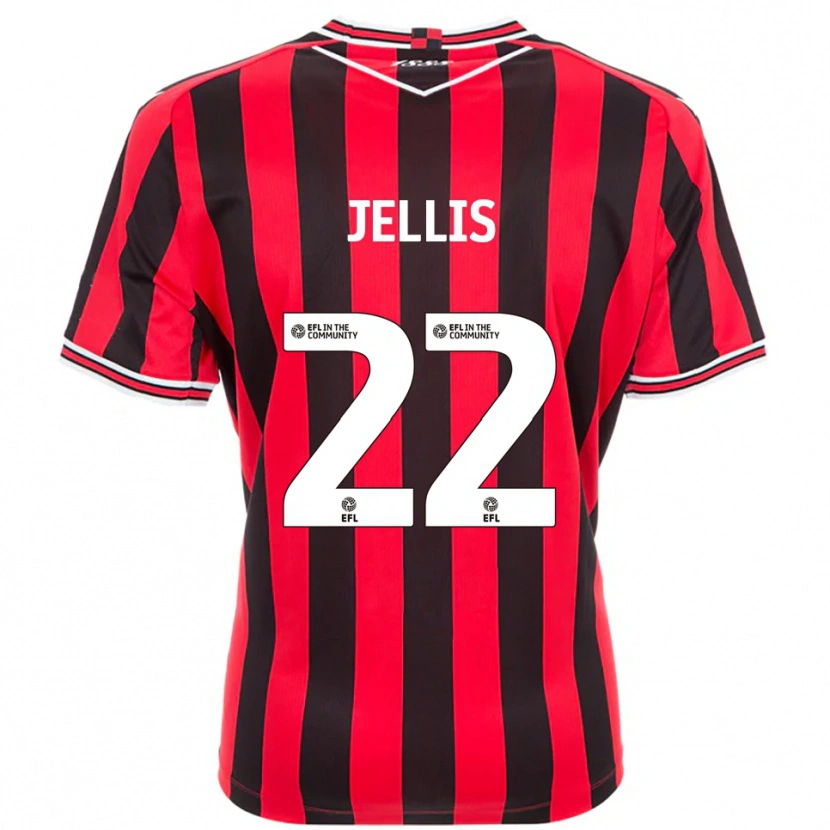 Danxen Niño Camiseta Jamie Jellis #22 Rojo Negro 1ª Equipación 2025/26 La Camisa