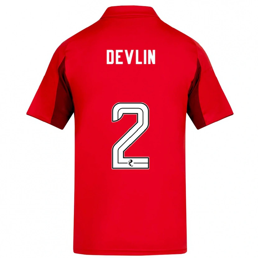 Danxen Niño Camiseta Nicky Devlin #2 Rojo Borgoña 1ª Equipación 2025/26 La Camisa