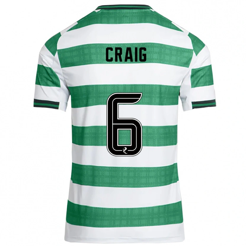 Danxen Niño Camiseta Chloe Craig #6 Verde Blanco 1ª Equipación 2025/26 La Camisa
