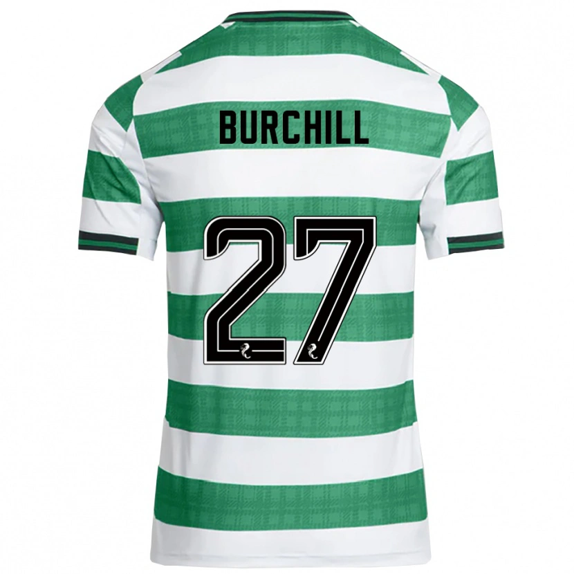 Danxen Niño Camiseta Tiree Burchill #27 Verde Blanco 1ª Equipación 2025/26 La Camisa