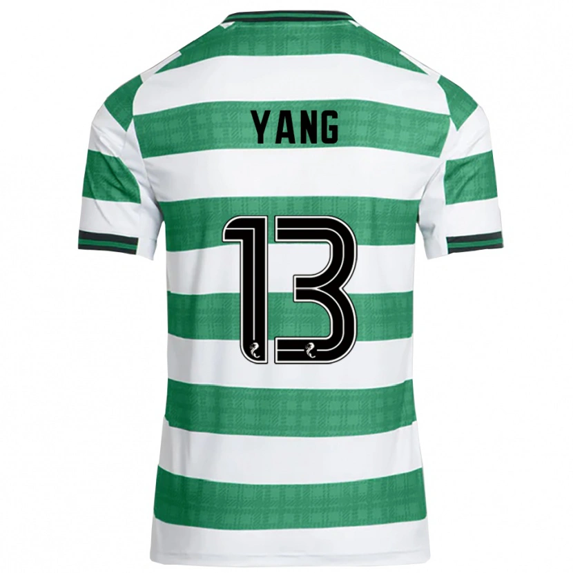 Danxen Niño Camiseta Hyun-Jun Yang #13 Verde Blanco 1ª Equipación 2025/26 La Camisa