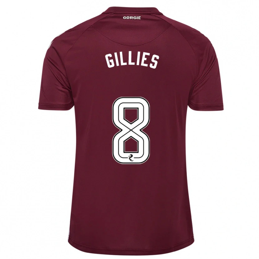 Danxen Niño Camiseta Matthew Gillies #8 Borgoña Blanco 1ª Equipación 2025/26 La Camisa