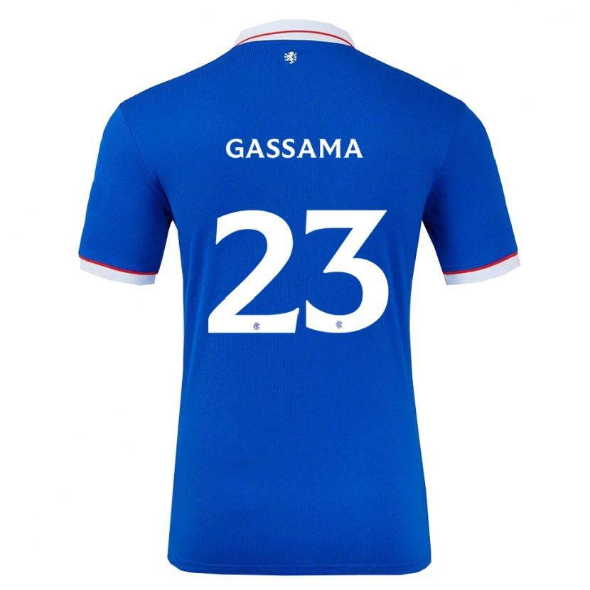 Danxen Niño Camiseta Djeidi Gassama #23 Azul Blanco 1ª Equipación 2025/26 La Camisa