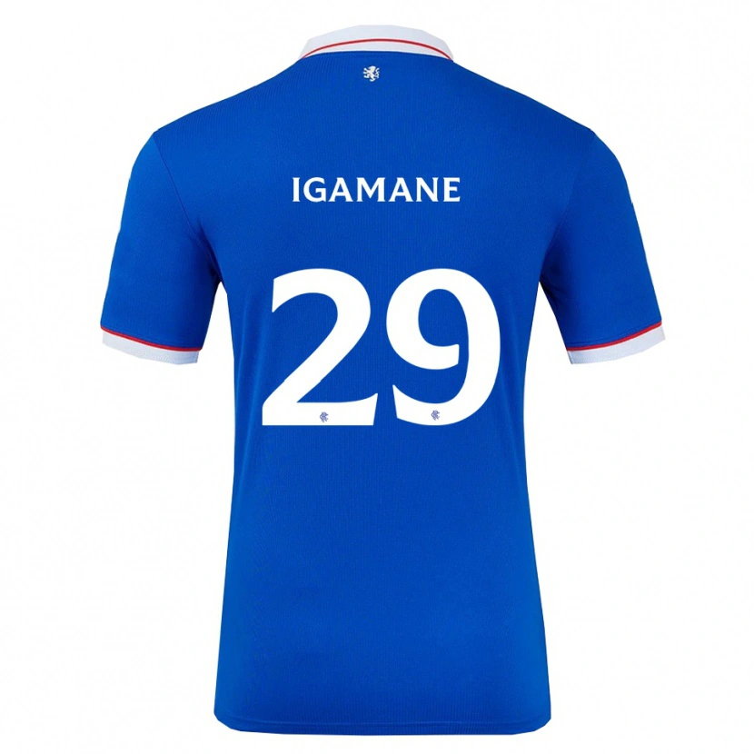 Danxen Niño Camiseta Hamza Igamane #29 Azul Blanco 1ª Equipación 2025/26 La Camisa
