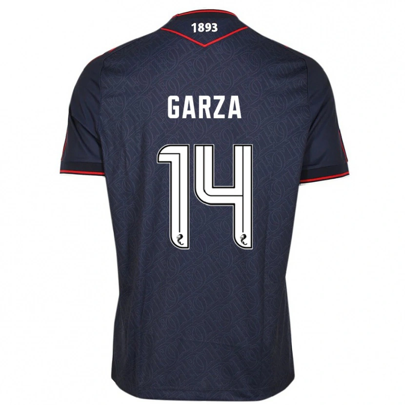 Danxen Niño Camiseta César Garza #14 Azul Marino Blanco 1ª Equipación 2025/26 La Camisa