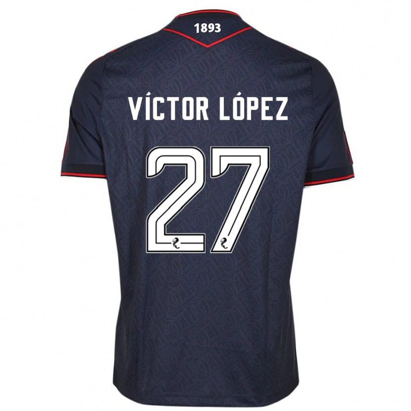Danxen Niño Camiseta Víctor López #27 Azul Marino Blanco 1ª Equipación 2025/26 La Camisa