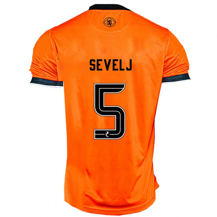 Danxen Niño Camiseta Vicko Sevelj #5 Naranja Negro 1ª Equipación 2025/26 La Camisa