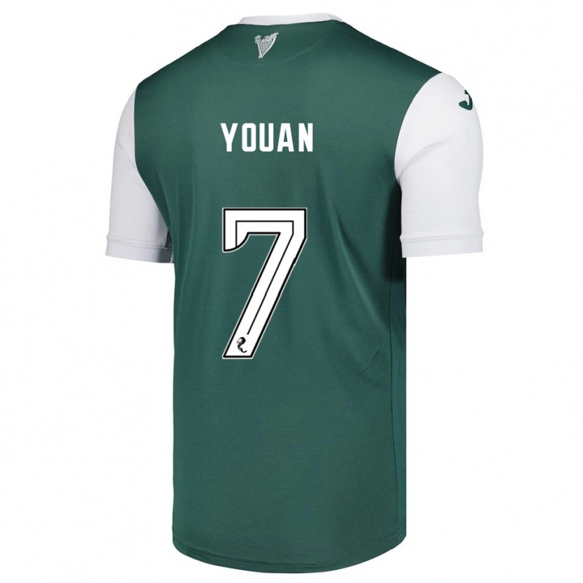 Danxen Niño Camiseta Élie Youan #7 Verde Blanco 1ª Equipación 2025/26 La Camisa