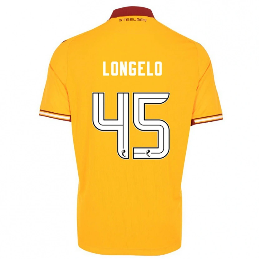 Danxen Niño Camiseta Emmanuel Longelo #45 Amarillo Borgoña 1ª Equipación 2025/26 La Camisa