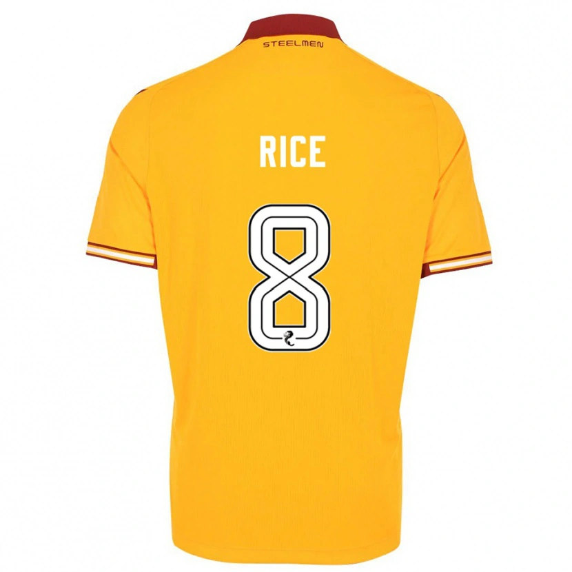 Danxen Niño Camiseta Katie Rice #8 Amarillo Borgoña 1ª Equipación 2025/26 La Camisa