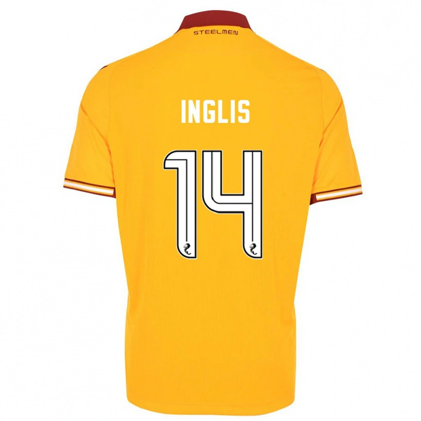 Danxen Niño Camiseta Gill Inglis #14 Amarillo Borgoña 1ª Equipación 2025/26 La Camisa