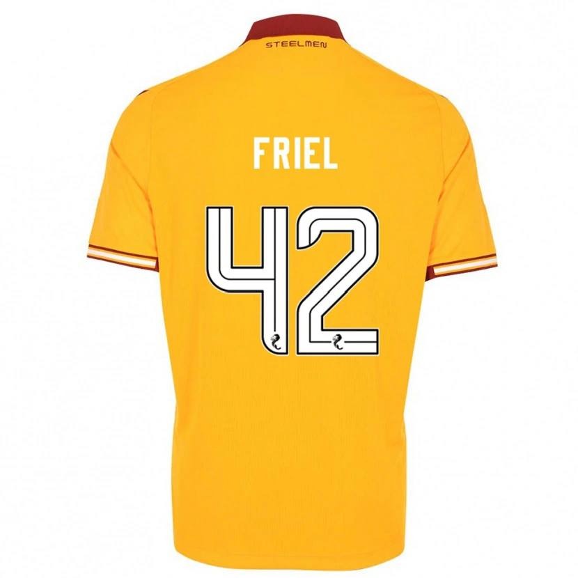 Danxen Niño Camiseta Jon-Joe Friel #42 Amarillo Borgoña 1ª Equipación 2025/26 La Camisa