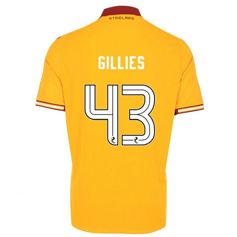 Danxen Niño Camiseta Jay Gillies #43 Amarillo Borgoña 1ª Equipación 2025/26 La Camisa