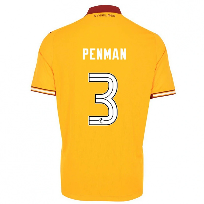 Danxen Niño Camiseta Jenna Penman #3 Amarillo Borgoña 1ª Equipación 2025/26 La Camisa