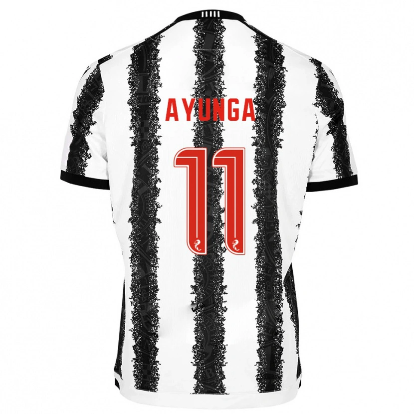 Danxen Niño Camiseta Jonah Ayunga #11 Blanco Negro 1ª Equipación 2025/26 La Camisa