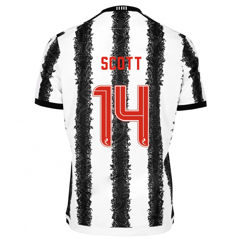 Danxen Niño Camiseta James Scott #14 Blanco Negro 1ª Equipación 2025/26 La Camisa