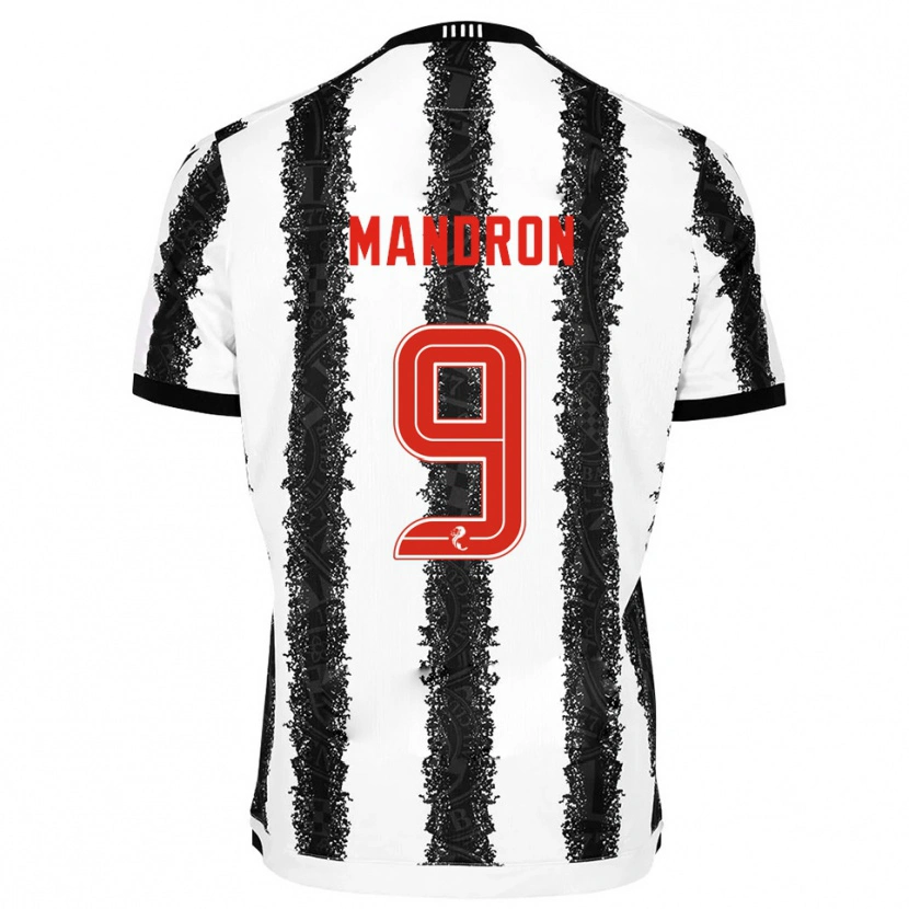 Danxen Niño Camiseta Mikael Mandron #9 Blanco Negro 1ª Equipación 2025/26 La Camisa