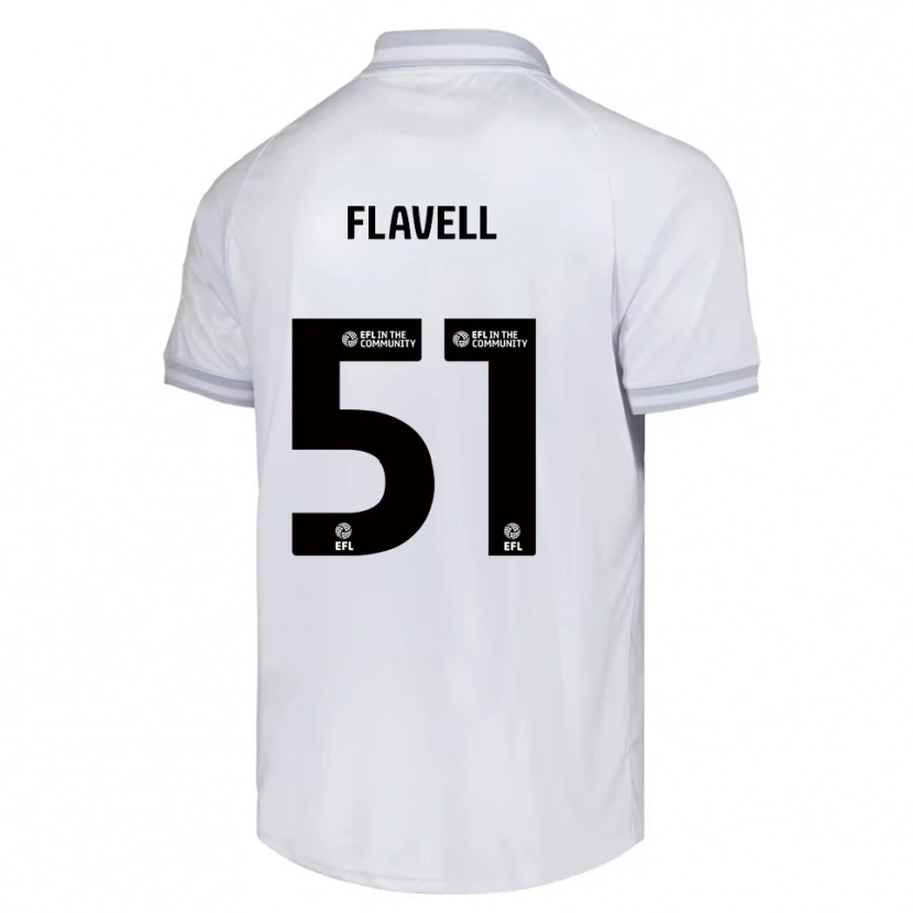 Danxen Niño Camiseta Kieren Flavell #51 Blanco Gris Negro 2ª Equipación 2025/26 La Camisa