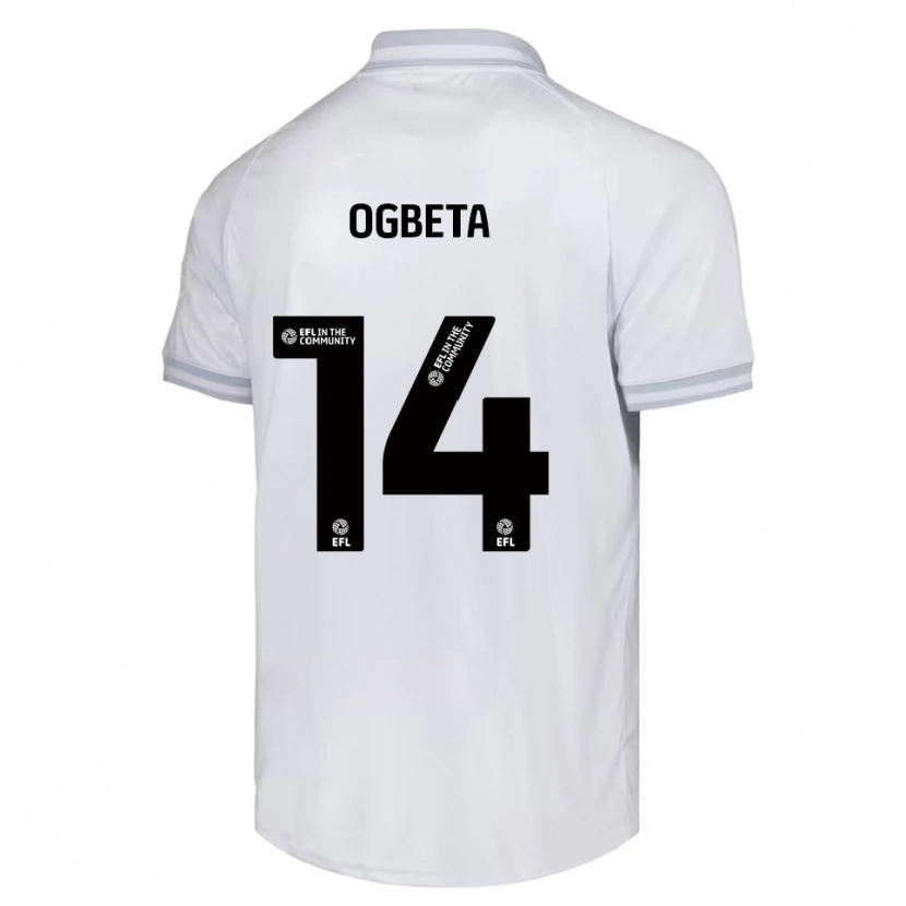 Danxen Niño Camiseta Nathanael Ogbeta #14 Blanco Gris Negro 2ª Equipación 2025/26 La Camisa