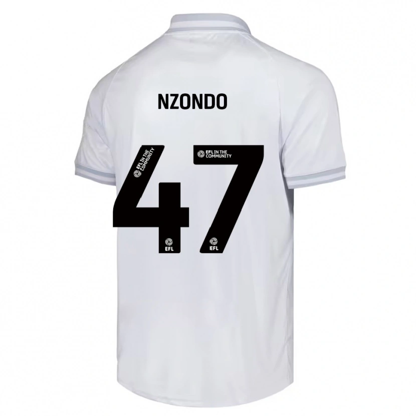 Danxen Niño Camiseta Emmaisa Nzondo #47 Blanco Gris Negro 2ª Equipación 2025/26 La Camisa
