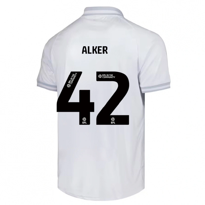 Danxen Niño Camiseta Luke Alker #42 Blanco Gris Negro 2ª Equipación 2025/26 La Camisa