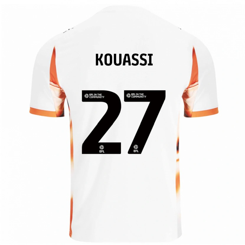 Danxen Niño Camiseta Kylian Kouassi #27 Blanco Naranja Negro 2ª Equipación 2025/26 La Camisa
