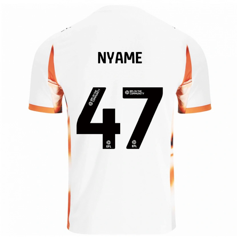 Danxen Niño Camiseta Josh Nyame #47 Blanco Naranja Negro 2ª Equipación 2025/26 La Camisa