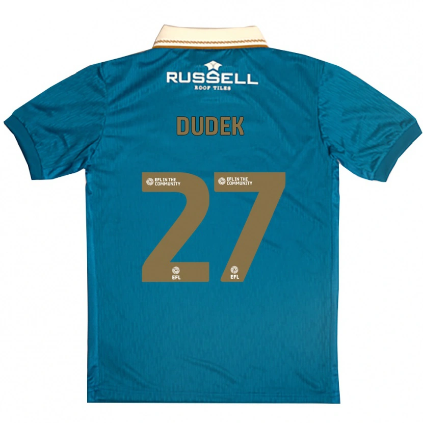 Danxen Niño Camiseta Kamil Dudek #27 Celeste Blanco 2ª Equipación 2025/26 La Camisa