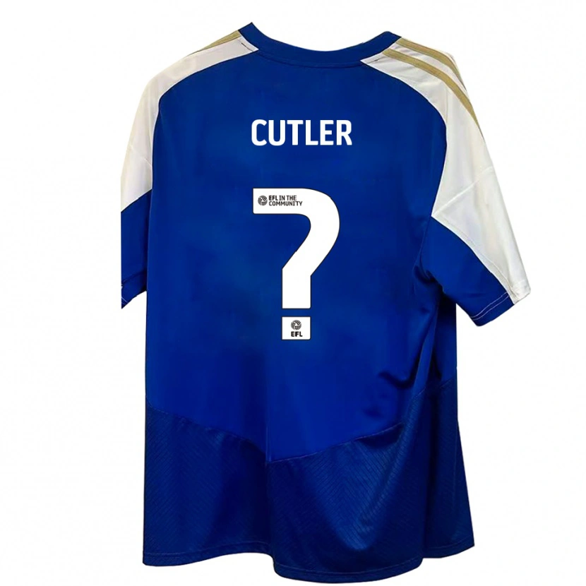 Danxen Niño Camiseta Theo Cutler #0 Azul Blanco Dorado 2ª Equipación 2025/26 La Camisa