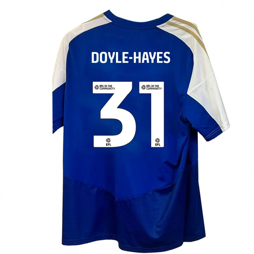 Danxen Niño Camiseta Jake Doyle-Hayes #31 Azul Blanco Dorado 2ª Equipación 2025/26 La Camisa