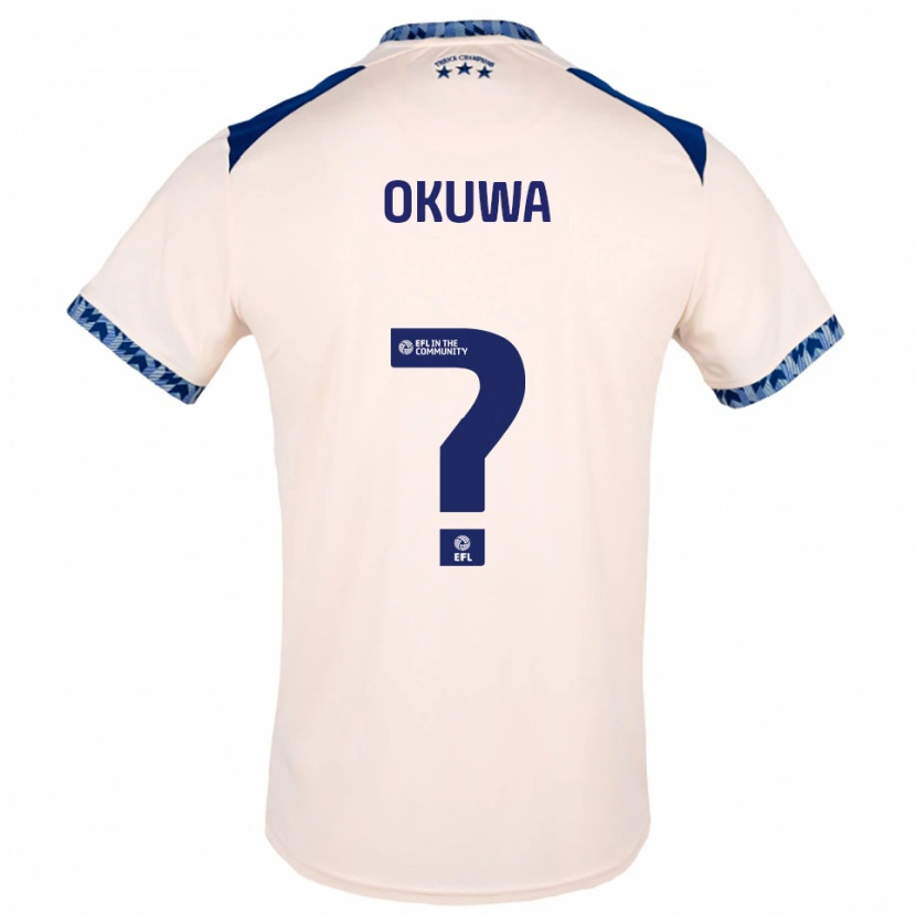 Danxen Niño Camiseta Temi Okuwa #0 Blanco Hueso Azul Marino 2ª Equipación 2025/26 La Camisa