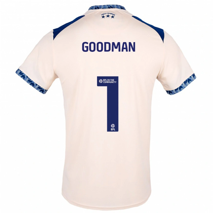 Danxen Niño Camiseta Owen Goodman #1 Blanco Hueso Azul Marino 2ª Equipación 2025/26 La Camisa