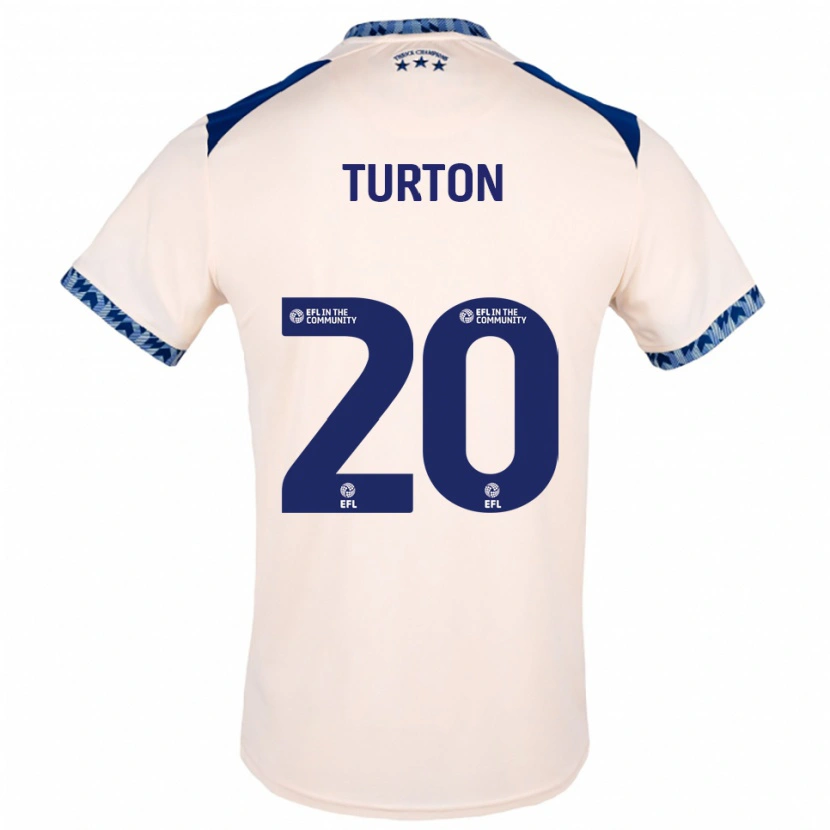 Danxen Niño Camiseta Ollie Turton #20 Blanco Hueso Azul Marino 2ª Equipación 2025/26 La Camisa