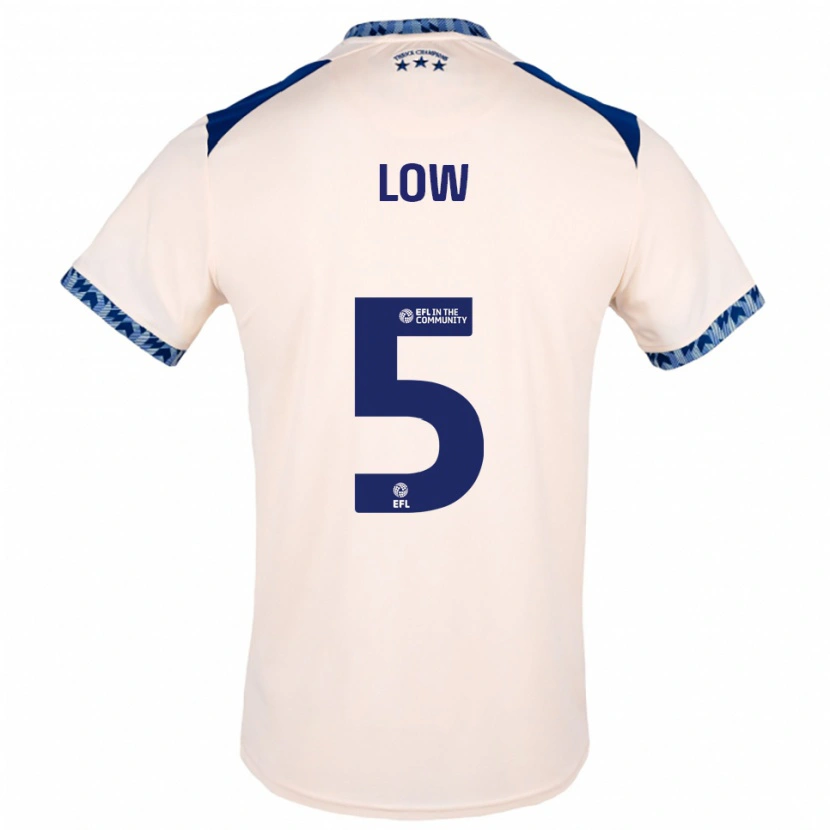 Danxen Niño Camiseta Joe Low #5 Blanco Hueso Azul Marino 2ª Equipación 2025/26 La Camisa