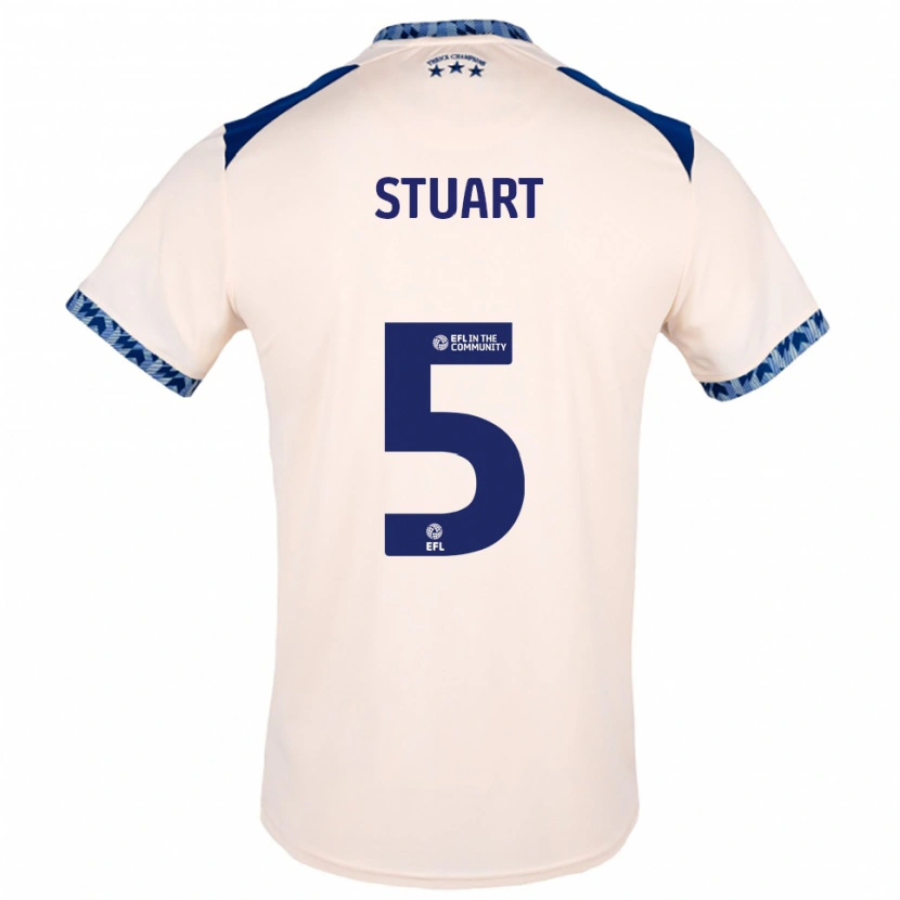 Danxen Niño Camiseta Charlotte Stuart #5 Blanco Hueso Azul Marino 2ª Equipación 2025/26 La Camisa