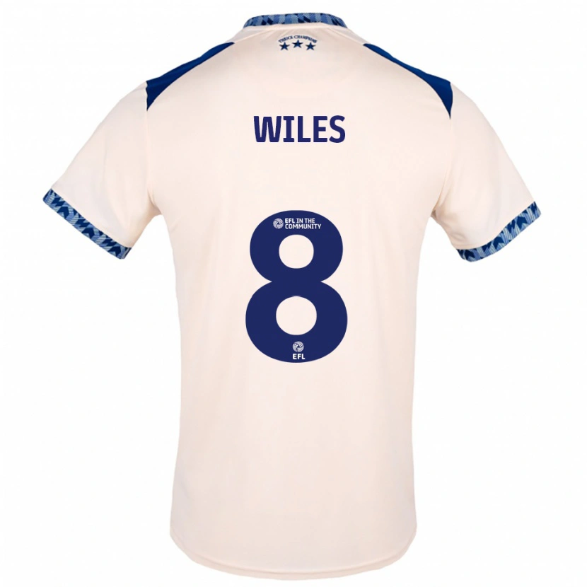 Danxen Niño Camiseta Ben Wiles #8 Blanco Hueso Azul Marino 2ª Equipación 2025/26 La Camisa