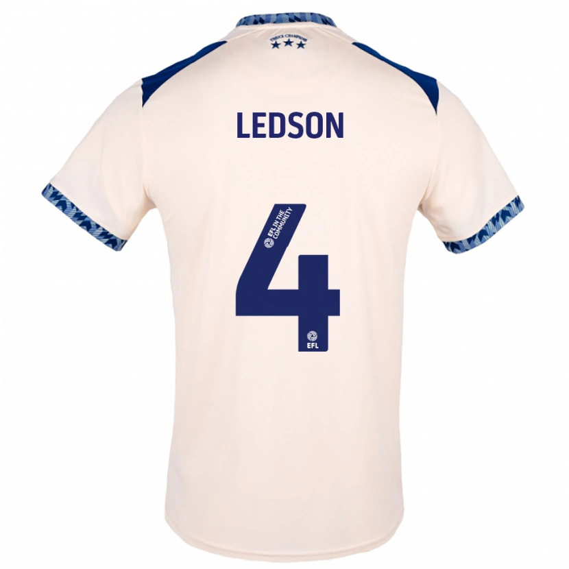 Danxen Niño Camiseta Ryan Ledson #4 Blanco Hueso Azul Marino 2ª Equipación 2025/26 La Camisa